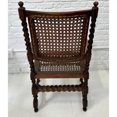 Antique 18th Century Barley Twist Cane Arm Chair