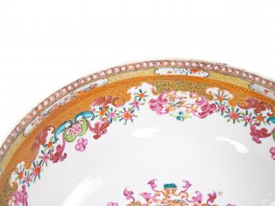 Antique 18th Century Chinese Export Porcelain Famille Rose Punch Bowl