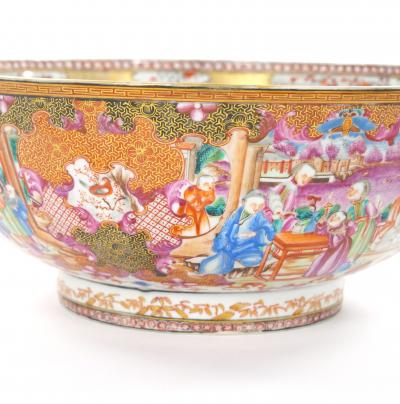 Antique 18th Century Chinese Export Porcelain Famille Rose Punch Bowl