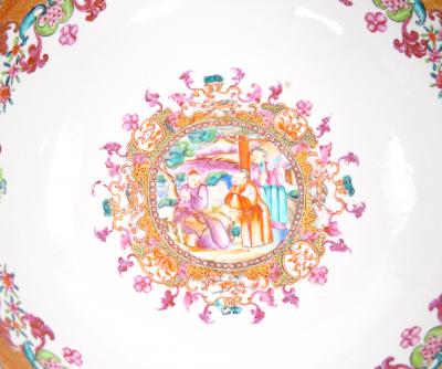 Antique 18th Century Chinese Export Porcelain Famille Rose Punch Bowl
