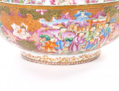 Antique 18th Century Chinese Export Porcelain Famille Rose Punch Bowl