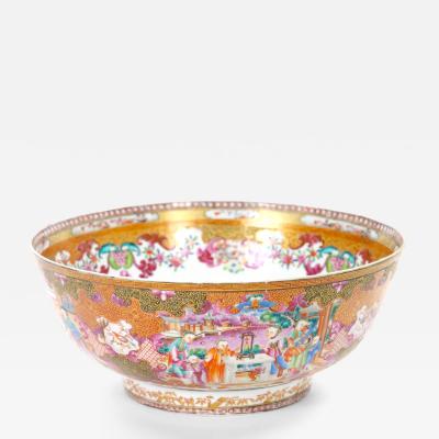 Antique 18th Century Chinese Export Porcelain Famille Rose Punch Bowl