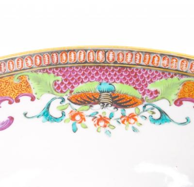 Antique 18th Century Chinese Export Porcelain Famille Rose Punch Bowl