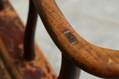 Antique 18th Century Chinese Yoke Back Armchair in Lacquered Pearwood