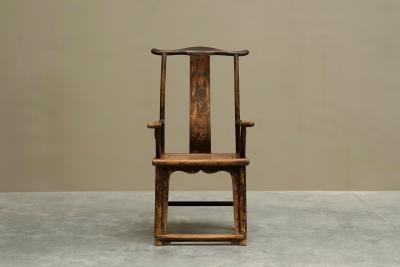 Antique 18th Century Chinese Yoke Back Armchair in Lacquered Pearwood