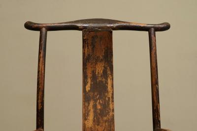 Antique 18th Century Chinese Yoke Back Armchair in Lacquered Pearwood