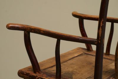 Antique 18th Century Chinese Yoke Back Armchair in Lacquered Pearwood