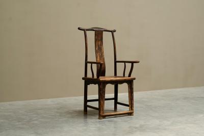Antique 18th Century Chinese Yoke Back Armchair in Lacquered Pearwood