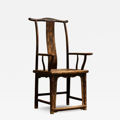 Antique 18th Century Chinese Yoke Back Armchair in Lacquered Pearwood