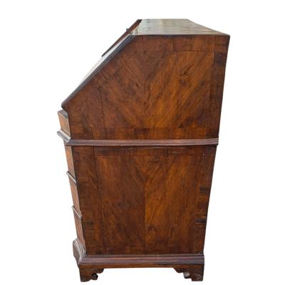 Antique 18th Italian C Oyster Burl Walnut Slant Front Secretary Desk