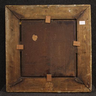 Antique 18th century painting on panel Arcadian landscape with knight