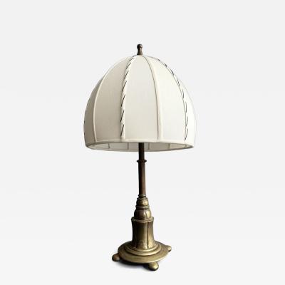 Antique 1920s Belgian Brass Lamp Base with Contemporary Fungo Shade by Fernando