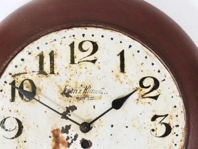 Antique 1920s Public Iron Wall Clock With Hand Painted Dial Industrial Style