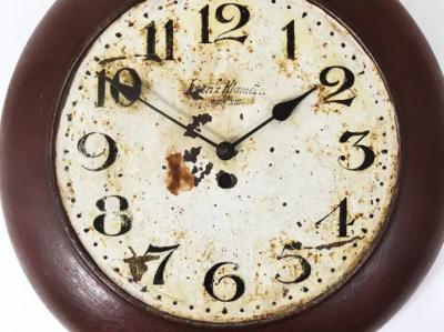 Antique 1920s Public Iron Wall Clock With Hand Painted Dial Industrial Style