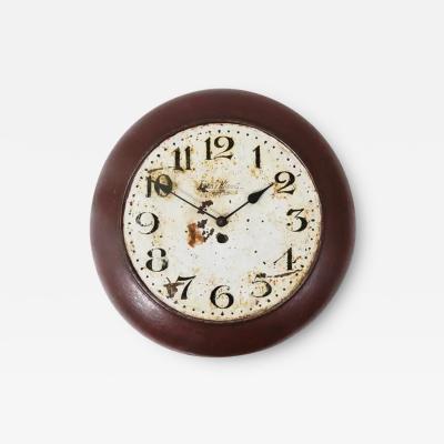 Antique 1920s Public Iron Wall Clock With Hand Painted Dial Industrial Style