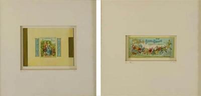 Antique 1940s French Soap label by Victor Vissier a Pair Framed and Matted