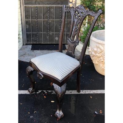 Antique 19c Carved Chippendale Style Desk or Side Chair