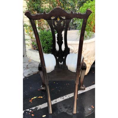Antique 19c Carved Chippendale Style Desk or Side Chair