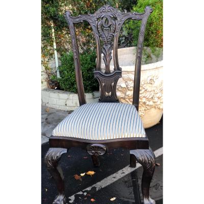 Antique 19c Carved Chippendale Style Desk or Side Chair