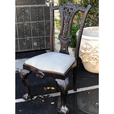Antique 19c Carved Chippendale Style Desk or Side Chair