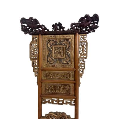 Antique 19c Chinese Giltwood Wash Stand With Carved Dragons