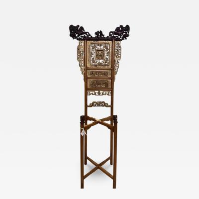 Antique 19c Chinese Giltwood Wash Stand With Carved Dragons