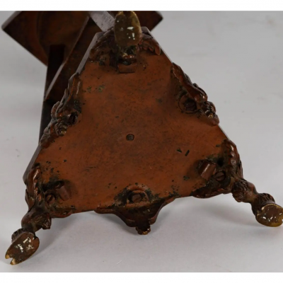 Antique 19c French Bronze Female Bust Sculpture on Hoof Foot Stand