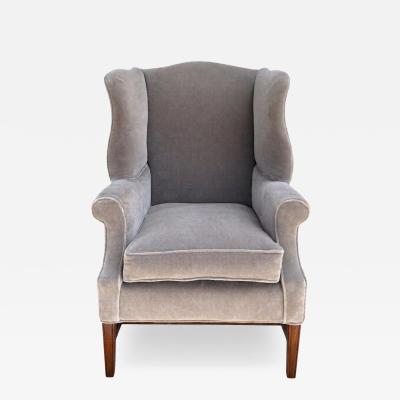 Antique 19c Georgian Wingback Mohair Arm Chair