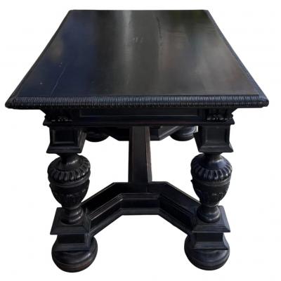 Antique 19c Jacobean Ebony Writing Side or Breakfast Table