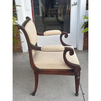 Antique 19c Regency Mahogany Arm Chair