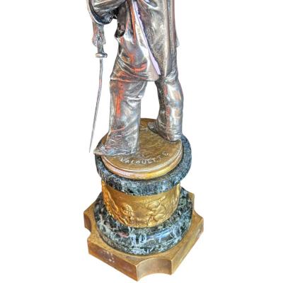 Antique 19c Silver Bronze Pierrot Clown Sculpture by Auguste Louis Lalouette