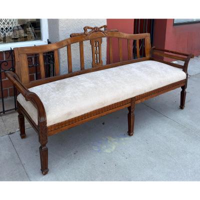 Antique 19c Swedish Gustavian Sofa Settee W Bow Motif