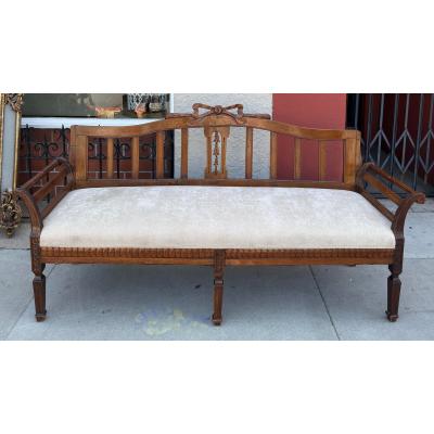 Antique 19c Swedish Gustavian Sofa Settee W Bow Motif