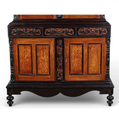 Antique 19th C Ceylonese British Colonial Satin Wood and Ebony Cabinet