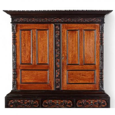 Antique 19th C Ceylonese British Colonial Satin Wood and Ebony Cabinet