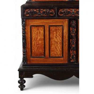 Antique 19th C Ceylonese British Colonial Satin Wood and Ebony Cabinet