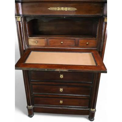 Antique 19th C Empire Mahogany Gilt Bronze Drop Front Desk Secretary