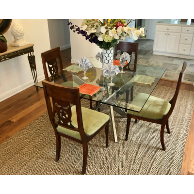 Antique 19th C Empire Star Shield Coat of Arms Dining Chairs