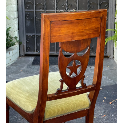 Antique 19th C Empire Star Shield Coat of Arms Dining Chairs