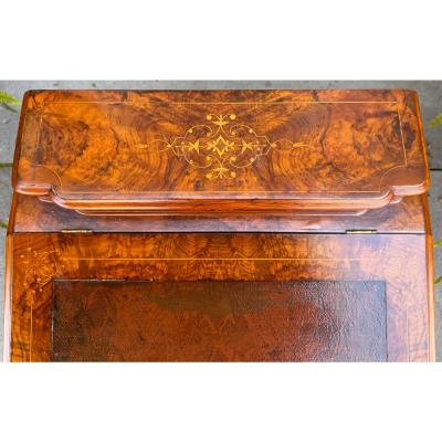 Antique 19th C English Burlwood Davenport Desk