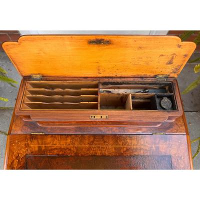 Antique 19th C English Burlwood Davenport Desk