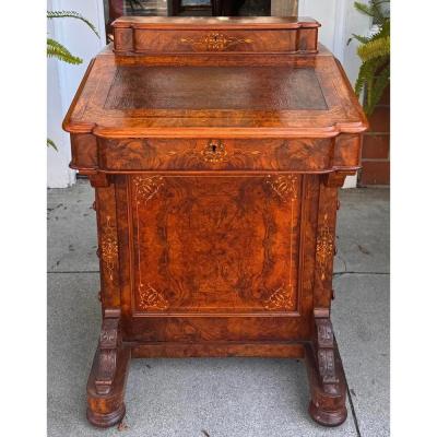 Antique 19th C English Burlwood Davenport Desk