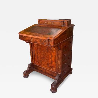 Antique 19th C English Burlwood Davenport Desk