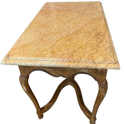 Antique 19th C French Country Sienna Marble Top Table