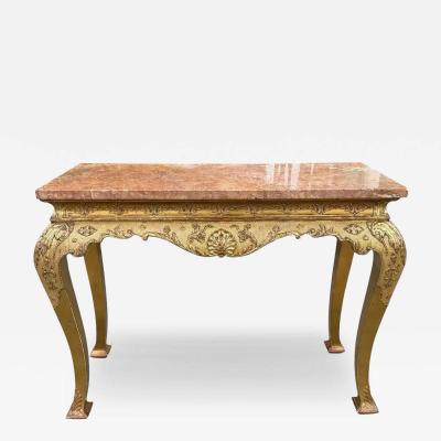 Antique 19th C George I Style Giltwood Sienna Marble Console Table