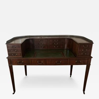 Antique 19th C Inlaid Mahogany Leather Top Carlton House Desk