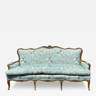 Antique 19th C Louis XV Style Canap Sofa in Eden Serene Fabric