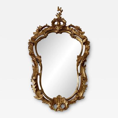 Antique 19th C Rococo Giltwood Shield Form Mirror