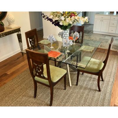 Antique 19th C Russian Star Shield Coat of Arms Dining Chairs Set of 4