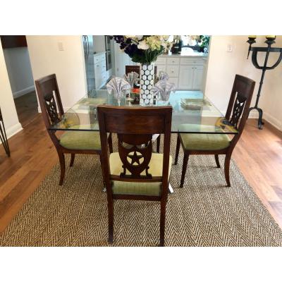 Antique 19th C Russian Star Shield Coat of Arms Dining Chairs Set of 4